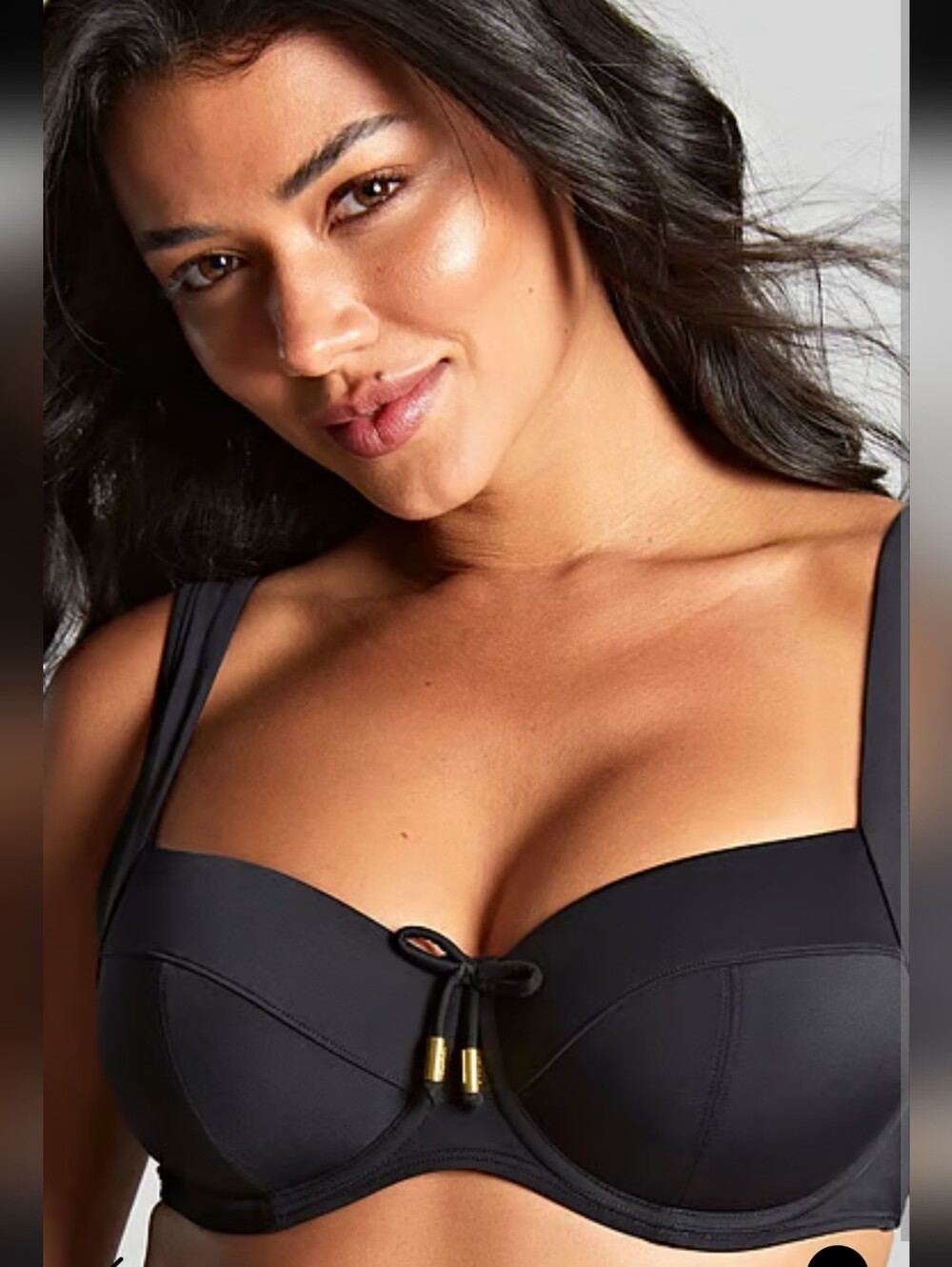 Panache 36GG Black Underwire Bikini Top with Front Tie